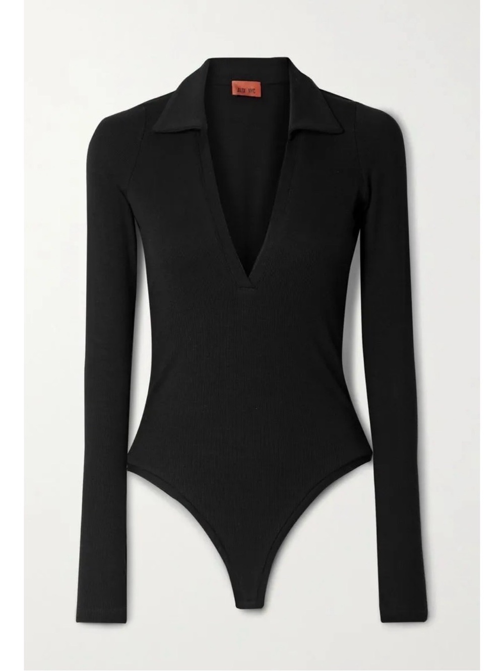 ALIX NYC Black Ribbed V-Neck Collar Bodysuit